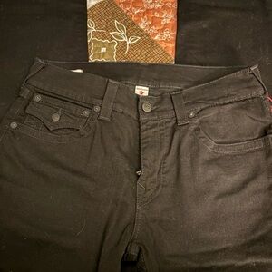 True Religion Ricky Relaxed Straight Black Jeans
